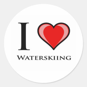 I Liebe-Wasserskifahren Runder Aufkleber