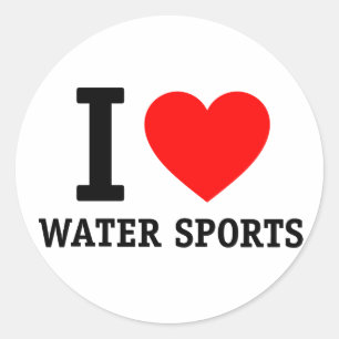 I Liebe Wassersport Runder Aufkleber