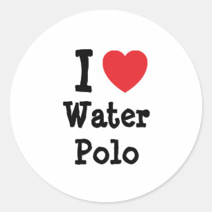 I Liebe Water Polo Herz Brauch personalisiert Runder Aufkleber