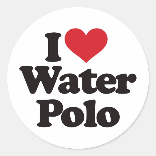 I Liebe Water Polo Runder Aufkleber (Vorderseite)