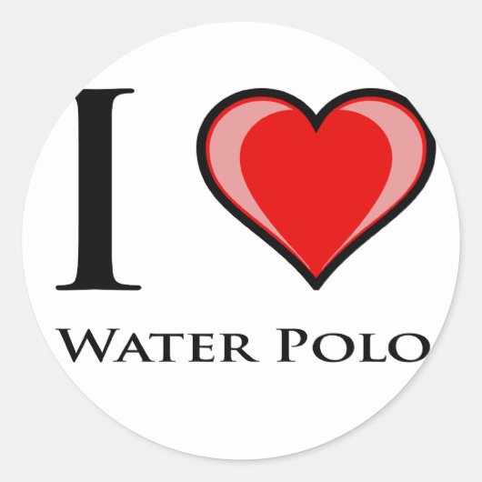 I Liebe Water Polo Runder Aufkleber (Vorderseite)