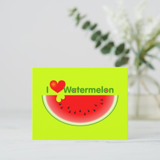 I Liebe Watermelon Postkarte (Stehend Vorderseite)