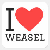 I Liebe weasel Quadratischer Aufkleber (Vorderseite)