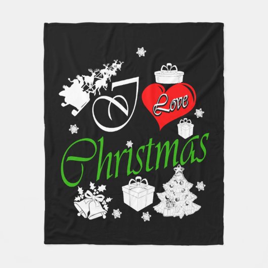 I Liebe Weihnachten Fleecedecke (Vorderseite)