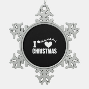 I Liebe Weihnachten Schneeflocken Zinn-Ornament