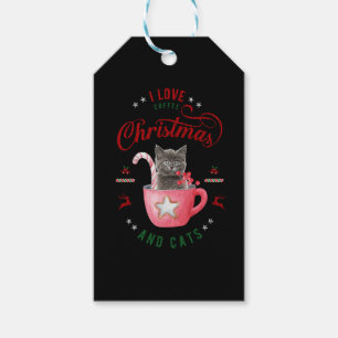 i Liebe Weihnachten und Katzen Freudene Grüße Geschenkanhänger