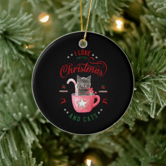 i Liebe Weihnachten und Katzen Freudene Grüße Keramik Ornament (Baum)