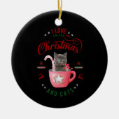 i Liebe Weihnachten und Katzen Freudene Grüße Keramik Ornament (Vorne)