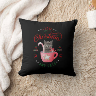 i Liebe Weihnachten und Katzen Freudene Grüße Kissen