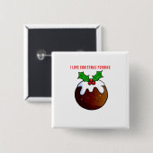 I Liebe Weihnachts Pudding Button (Vorne & Hinten)