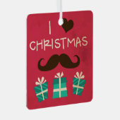 I Liebe Weihnachtsmustache Ornament Aus Metall (Vorderseite Rechts)