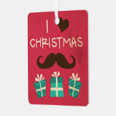 I Liebe Weihnachtsmustache Ornament Aus Metall (Vorderseite links)