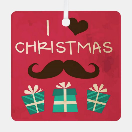 I Liebe Weihnachtsmustache Ornament Aus Metall (Vorderseite)
