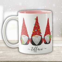 I Liebe WeihnachtsNomaden personalisieren mit Name Zweifarbige Tasse