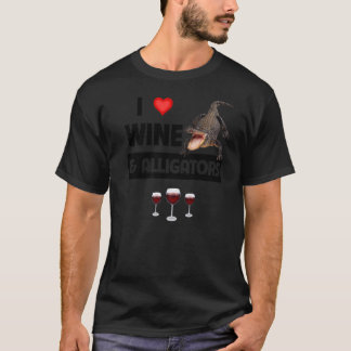 I Liebe Wein und Alligatoren Reptile Funny Drink T-Shirt