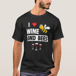 I Liebe Wein und Bienen trinken Glass Beekeeper Ho T-Shirt