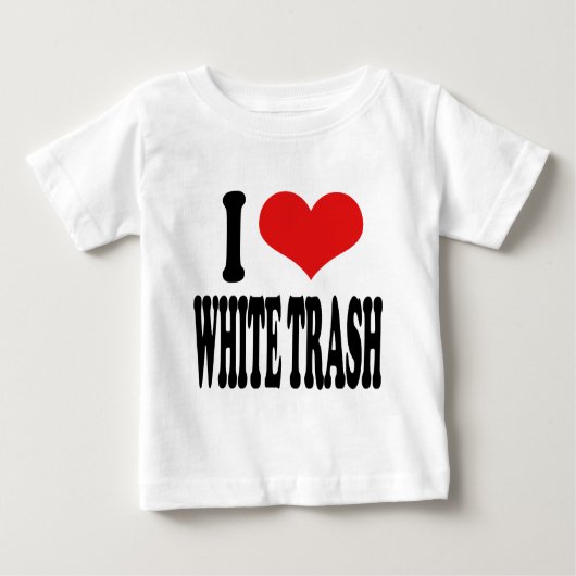 I Liebe-weißer Abfall Baby T-shirt (Vorderseite)