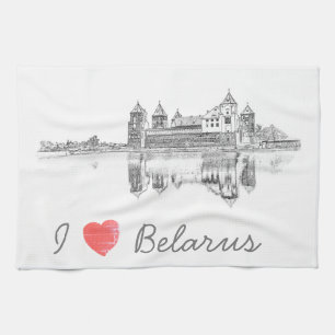 I Liebe Weißrussland-Mir-Schlossarchitektur М и р  Geschirrtuch