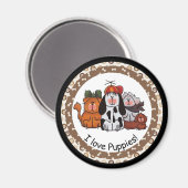 I Liebe Welpen Magnet (Vorderseite/Rückseite)