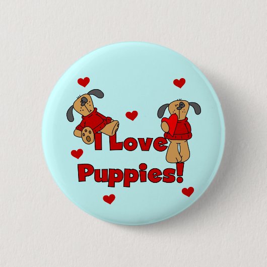I Liebe-Welpen-T-Shirts und Geschenke Button (Vorderseite)