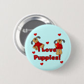 I Liebe-Welpen-T-Shirts und Geschenke Button (Vorne & Hinten)