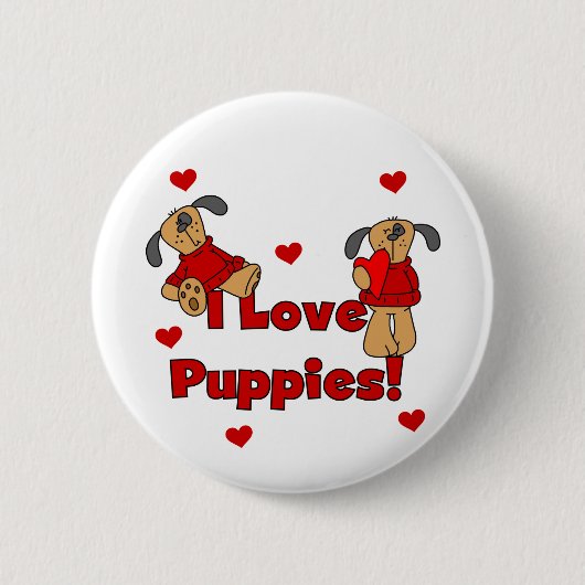 I Liebe-Welpen-T-Shirts und Geschenke Button (Vorderseite)