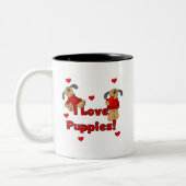 I Liebe-Welpen-T-Shirts und Geschenke Zweifarbige Tasse (Links)