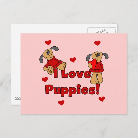 I Liebe Welpen Tshirts und Geschenke Postkarte (Vorne/Hinten)