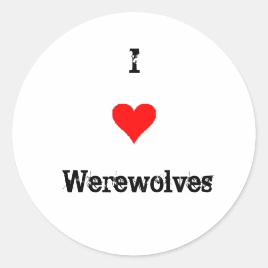 I Liebe Werewolves Runder Aufkleber (Vorderseite)