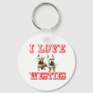 I Liebe Westies Keychain. Schlüsselanhänger