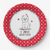I Liebe Westies - West Highland White Terriers Nie Pappteller (Vorderseite)