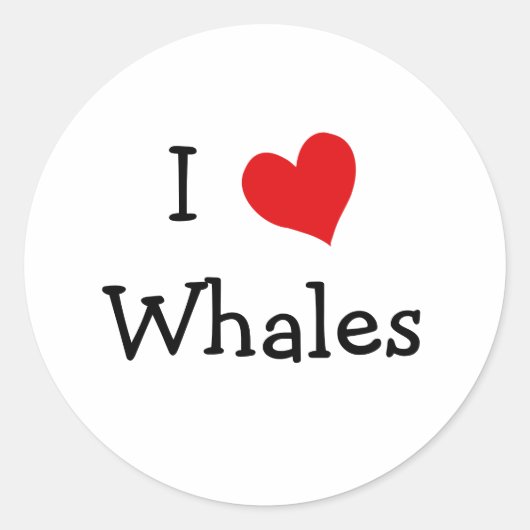 I Liebe Whales Runder Aufkleber (Vorderseite)