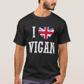 I Liebe Wigan England Union Jack Flag Herz Englisc T-Shirt (Vorderseite)