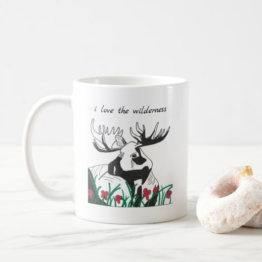 I Liebe Wildnis Rustikale Wildblumen Elch Kaffeetasse (Mit Donut)