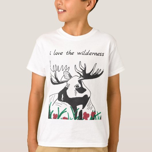 I Liebe Wildnis Rustikale Wildblumen Elch T-Shirt (Vorderseite)