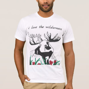 I Liebe Wildnis Rustikale Wildblumen Elch T-Shirt