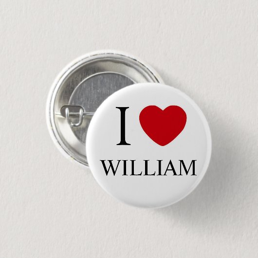 I Liebe-William-Abzeichen Button (Vorne & Hinten)
