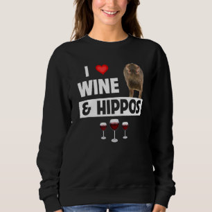 I Liebe Wine and Hippos Drinks Wildlife Safari Sweatshirt
