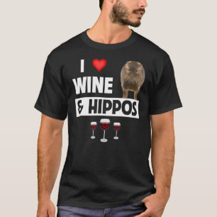 I Liebe Wine and Hippos Drinks Wildlife Safari T-Shirt