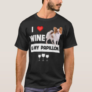 I Liebe Wine and My Papillon Mama Vater Dog Drink  T-Shirt
