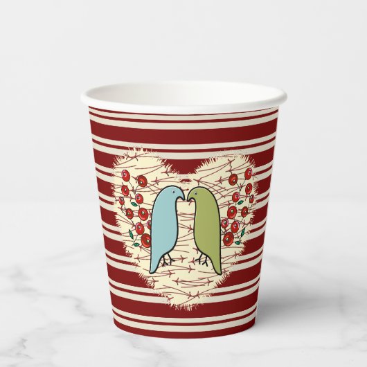 I Liebe Winter Birds and Berries / Pappbecher (Rückseite)