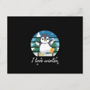 I Liebe Winter   niedlicher Pinguin   Winterliebha Postkarte