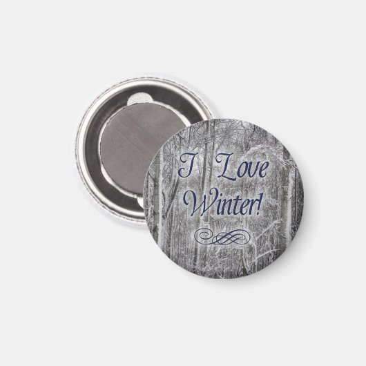 "I Liebe Winter" schneebedecktes Baummagnet Magnet (Vorderseite/Rückseite)