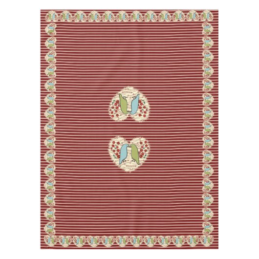 I Liebe Wintervögel und Berries 52" x 70" Tischdecke (Vorderseite)