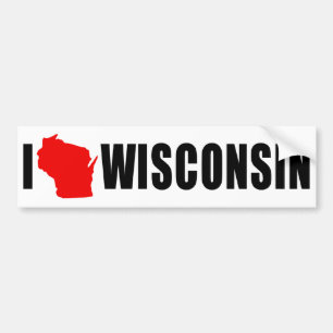 I Liebe Wisconsin Form Autoaufkleber