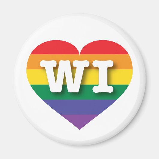 I Liebe Wisconsin Gay Pride Rainbow Heart Magnet (Vorne)