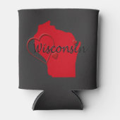 I Liebe Wisconsin Hearts Map Dosenkühler (Vorderseite)
