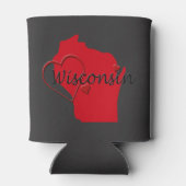 I Liebe Wisconsin Hearts Map Dosenkühler (Rückseite)