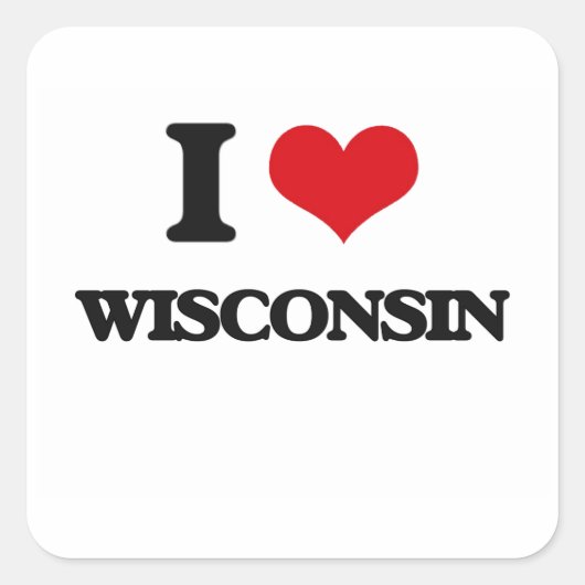 I Liebe Wisconsin Quadratischer Aufkleber (Vorderseite)