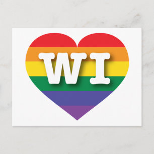 I Liebe Wisconsin Rainbow Heart Postkarte